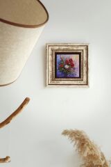 Çiçek Çerçeveli Taş Tablo , Çerçeveli Taş Duvar Dekoru-enkcrcvtbl-00203 20 cm