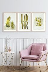 Manzara Üçlü Ahşap Çerçeveli Tablo 50 x 70