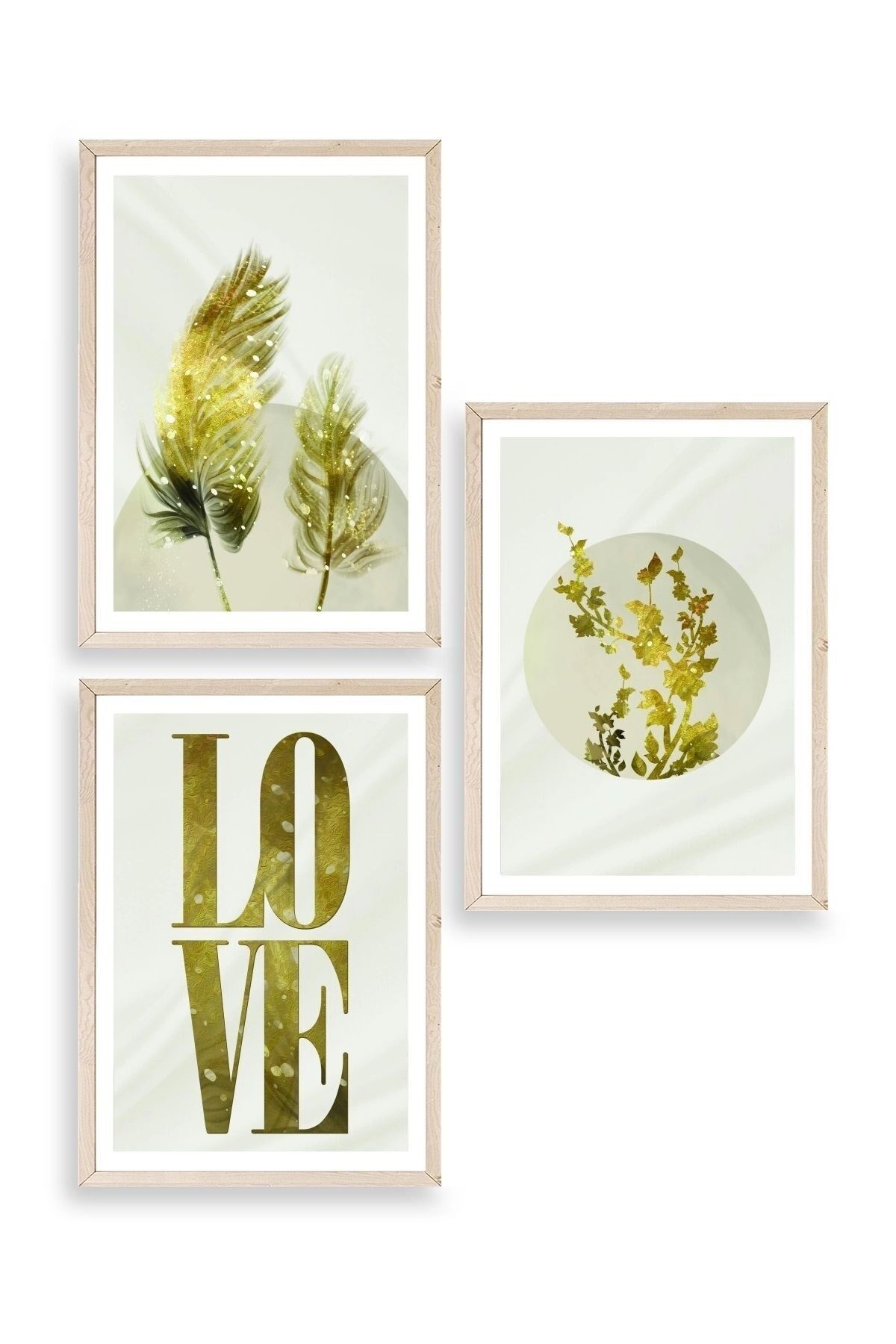 Manzara Üçlü Ahşap Çerçeveli Tablo 30 x 42