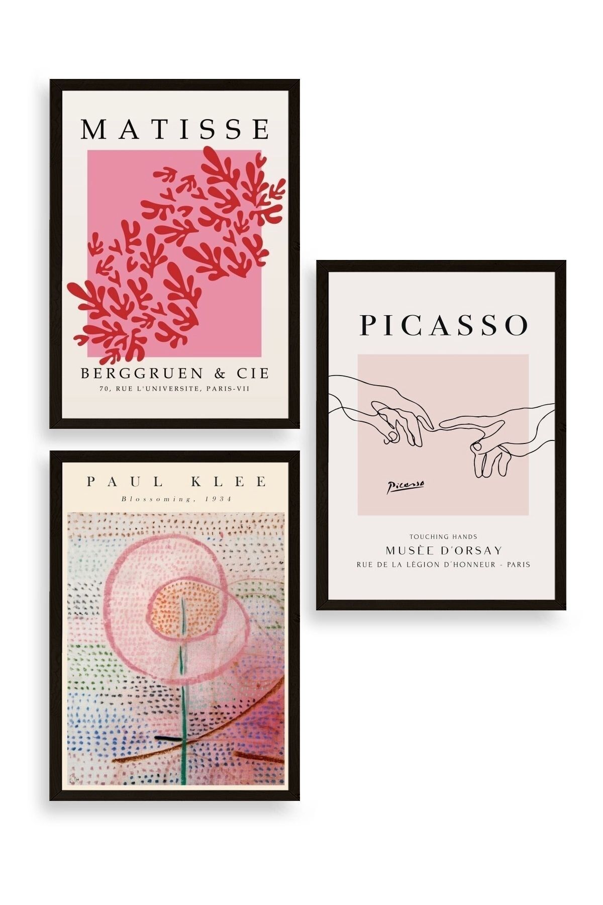 Ünlü Tablolar Üçlü Ahşap Çerçeveli Tablo 23 x 30