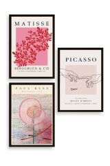 Ünlü Tablolar Üçlü Ahşap Çerçeveli Tablo 23 x 30