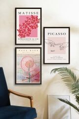 Ünlü Tablolar Üçlü Ahşap Çerçeveli Tablo 50 x 70