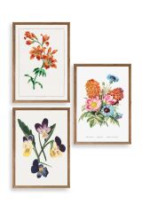 Çiçek Üçlü Ahşap Çerçeveli Tablo 40 x 60