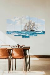 Deniz Manzarası 5 Parçalı Mdf Tablo 60 x 100