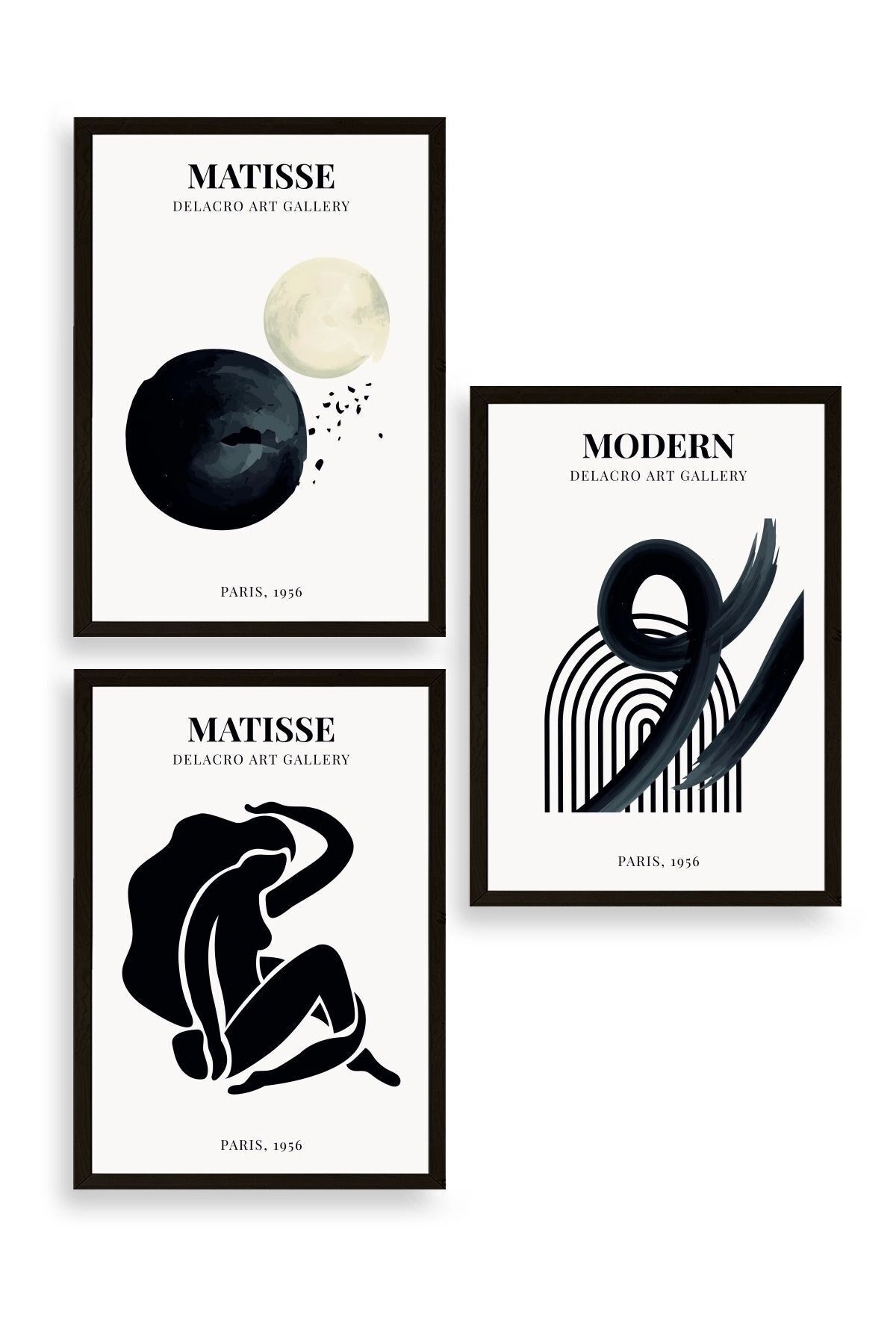 Matisse Üçlü Ahşap Çerçeveli Tablo 40 x 60