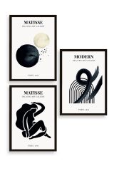 Matisse Üçlü Ahşap Çerçeveli Tablo 23 x 30