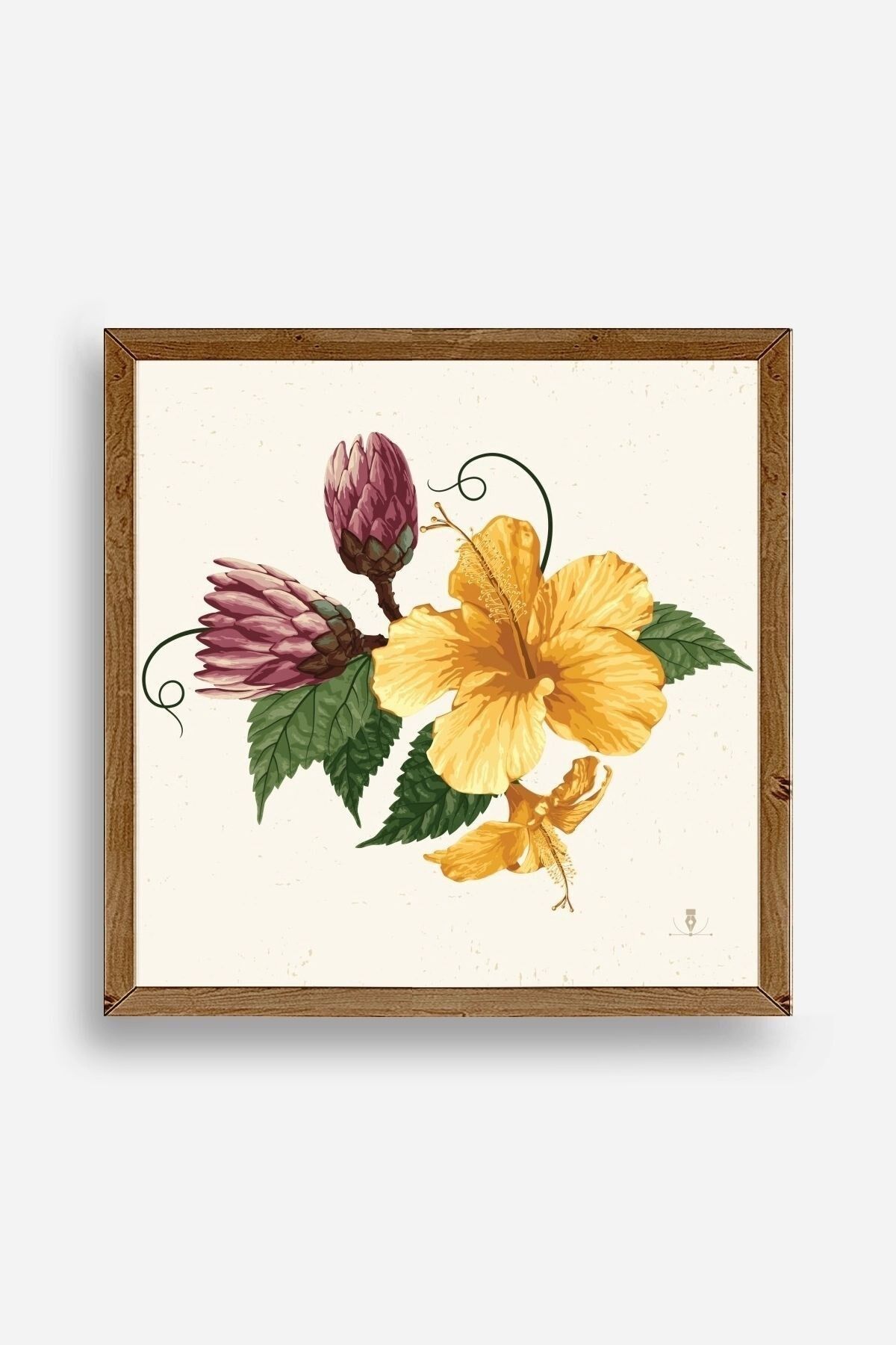 Çiçek Ahşap Çerçeveli Tablo 42 x 42