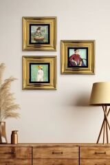 Kadınlar 3 lü Set Çerçeveli Taş Tablo 20 cm