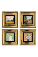 Van Gogh 4 lü Set Çerçeveli Taş Tablo 20 cm