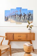 Atlı Birlikler Manzarası 5 Parçalı Mdf Tablo 60 x 100