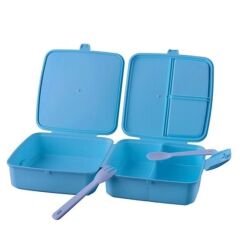 BUFFER® Kendiliğinden Kaşık Çatallı Beslenme Kutusu 4 Bölmeli Çocuk Beslenme Kabı Saklama Kutusu