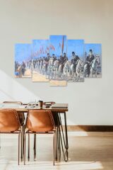 Atlı Birlikler Manzarası 5 Parçalı Mdf Tablo 60 x 100