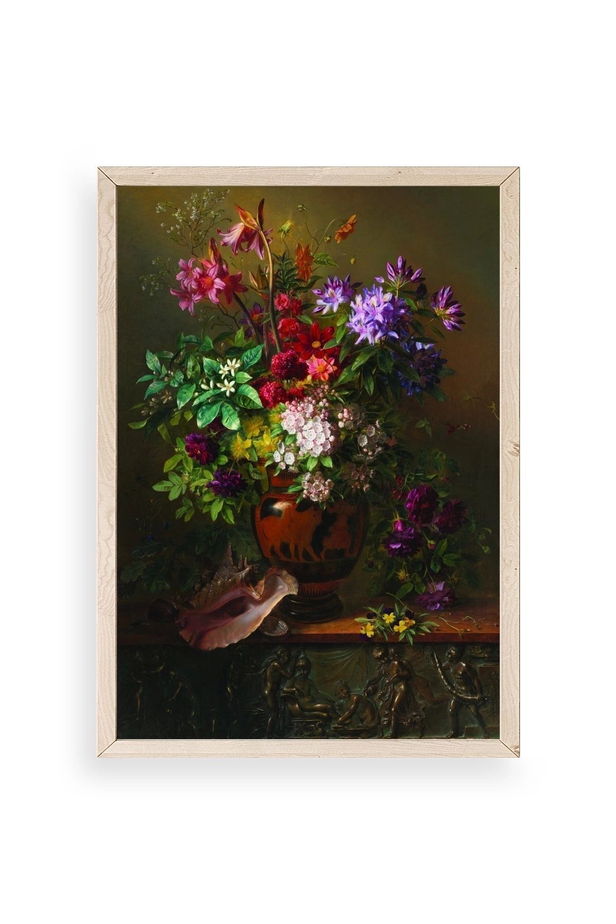 Çiçekler Ahşap Çerçeveli Tablo 30 x 42