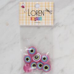 Loren Crafts pembe 8 li nazar boncuğu düğme - 168