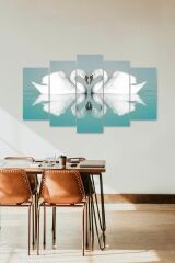 Kuğu Manzarası 5 Parçalı Mdf Tablo 60 x 100