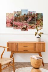 Çiçekler ve İnsanlar 5 Parçalı Mdf Tablo 60 x 100