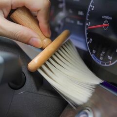 BUFFER® Araba İçin Ahşap Saplı Yumuşak Kıl Fırça Detaylı Toz Alma Temizleme Fırçası
