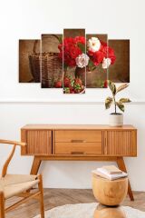 Güller ve Çilek 5 Parçalı Mdf Tablo 60 x 100