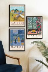 Ünlü Tablolar Üçlü Ahşap Çerçeveli Tablo 50 x 70