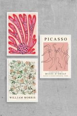 Ünlü Tablolar Üçlü Ahşap Çerçeveli Tablo 23 x 30