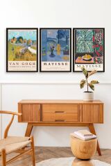 Ünlü Tablolar Üçlü Ahşap Çerçeveli Tablo 50 x 70