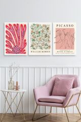 Ünlü Tablolar Üçlü Ahşap Çerçeveli Tablo 23 x 30