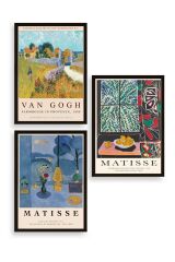 Ünlü Tablolar Üçlü Ahşap Çerçeveli Tablo 23 x 30