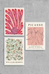 Ünlü Tablolar Üçlü Ahşap Çerçeveli Tablo 30 x 40