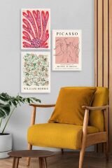 Ünlü Tablolar Üçlü Ahşap Çerçeveli Tablo 30 x 40