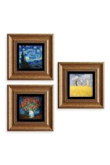 Van Gogh 3 lü Set Çerçeveli Taş Tablo 20 cm