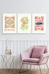Botanik Üçlü Ahşap Çerçeveli Tablo 23 x 30