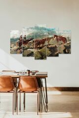 İnsan Manzarası 5 Parçalı Mdf Tablo 60 x 100