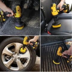 BUFFER® 3lü Matkap Ucu Banyo Küvet Duşakabin Araba Tekerliği Koltuk Yıkama Temizleme Fırçası Seti