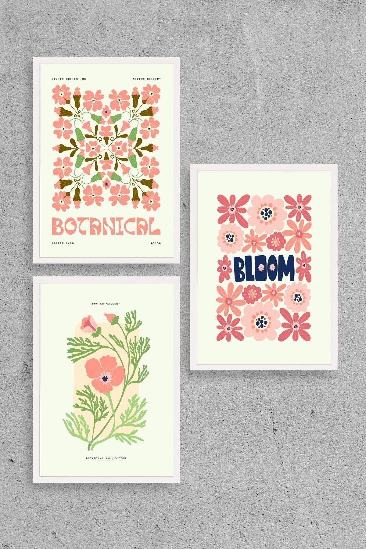 Botanik Üçlü Ahşap Çerçeveli Tablo 30 x 40