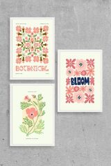 Botanik Üçlü Ahşap Çerçeveli Tablo 30 x 40