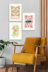 Botanik Üçlü Ahşap Çerçeveli Tablo 50 x 70