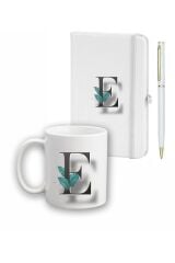 Yaprak Desen Ajanda Kupa ve Kalem Seti