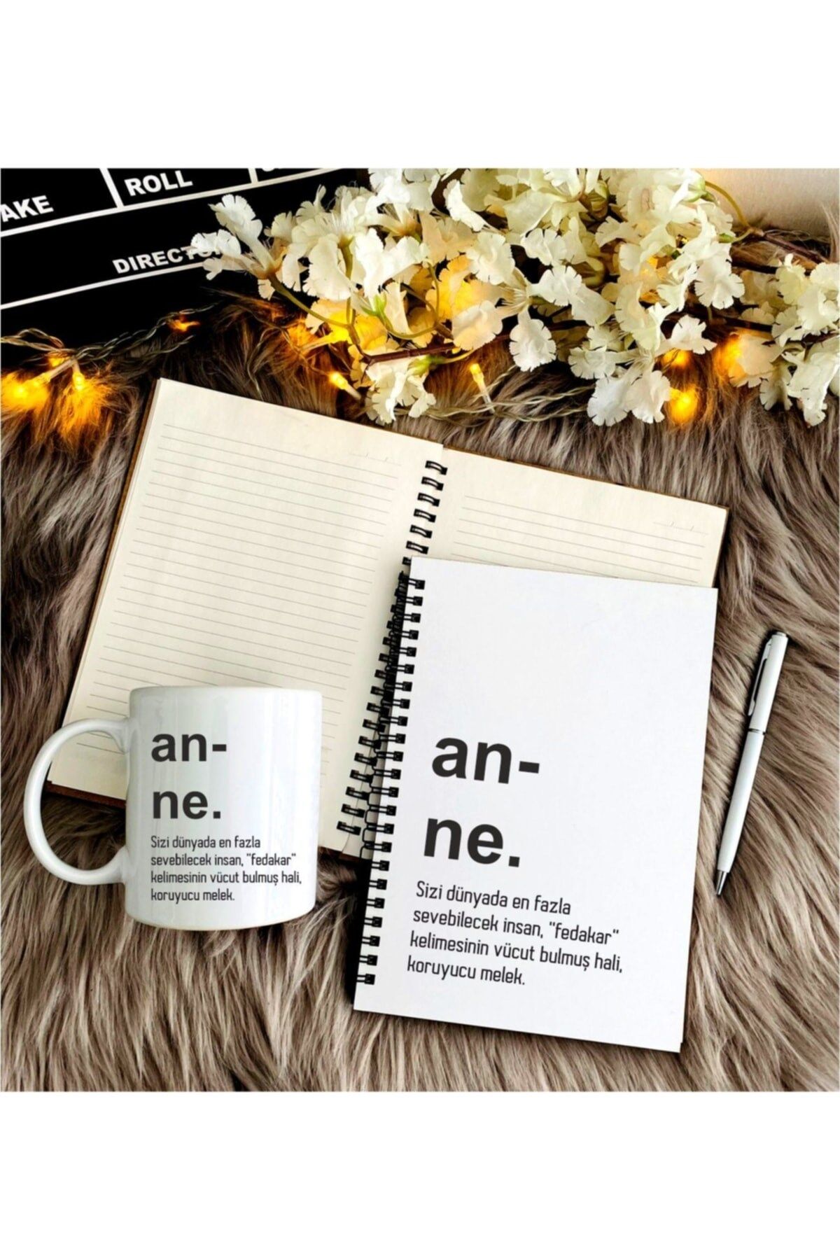 Anneler Için Ahşap Defter Kalem Kupa Seti Syhbyz