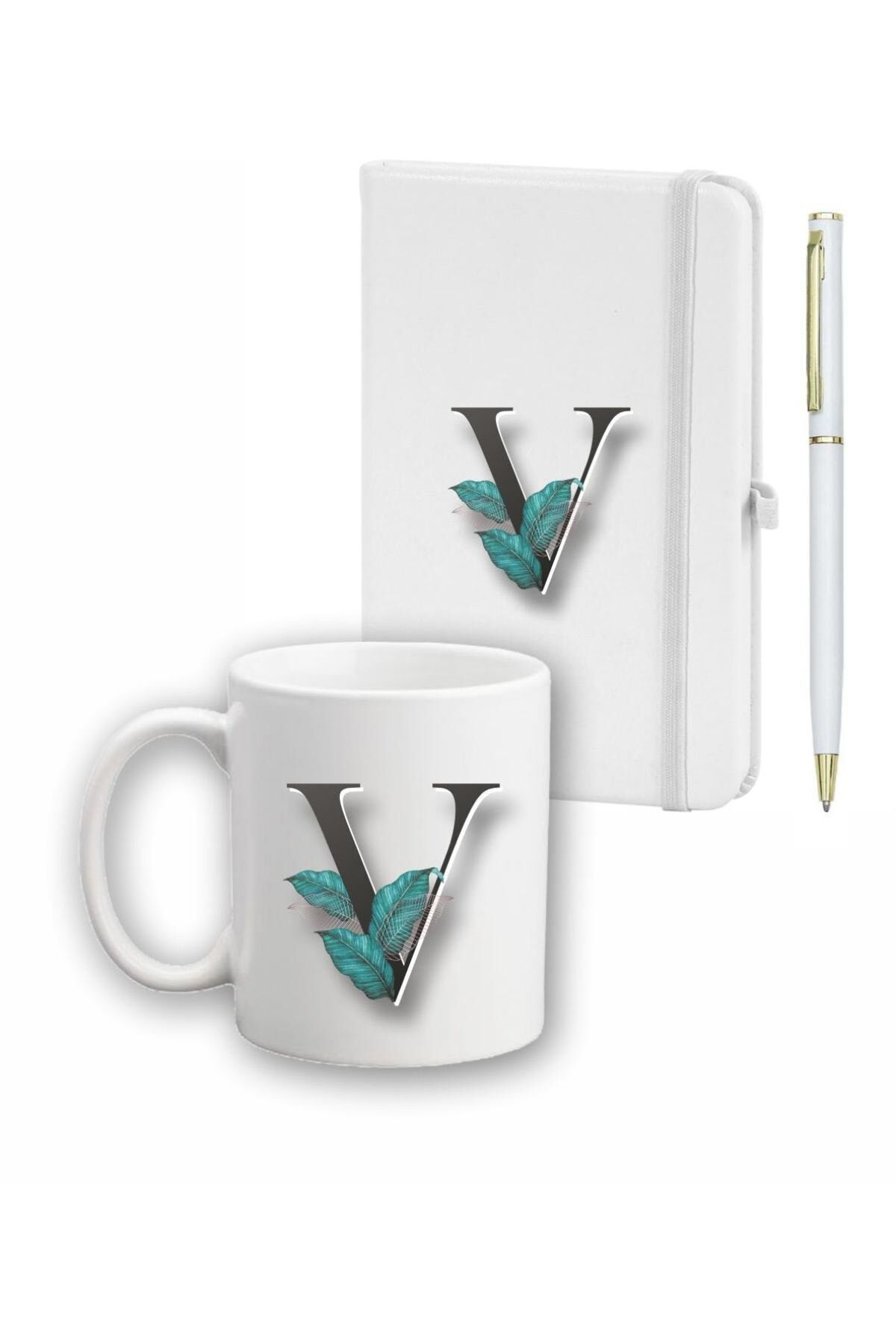 Yaprak Desen Ajanda, Kupa Ve Kalem Seti