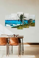 Deniz Manzarası 5 Parçalı Mdf Tablo 60 x 100