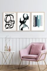 Modern Üçlü Ahşap Çerçeveli Tablo 23 x 30