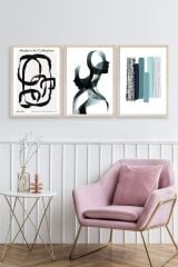 Modern Üçlü Ahşap Çerçeveli Tablo 50 x 70