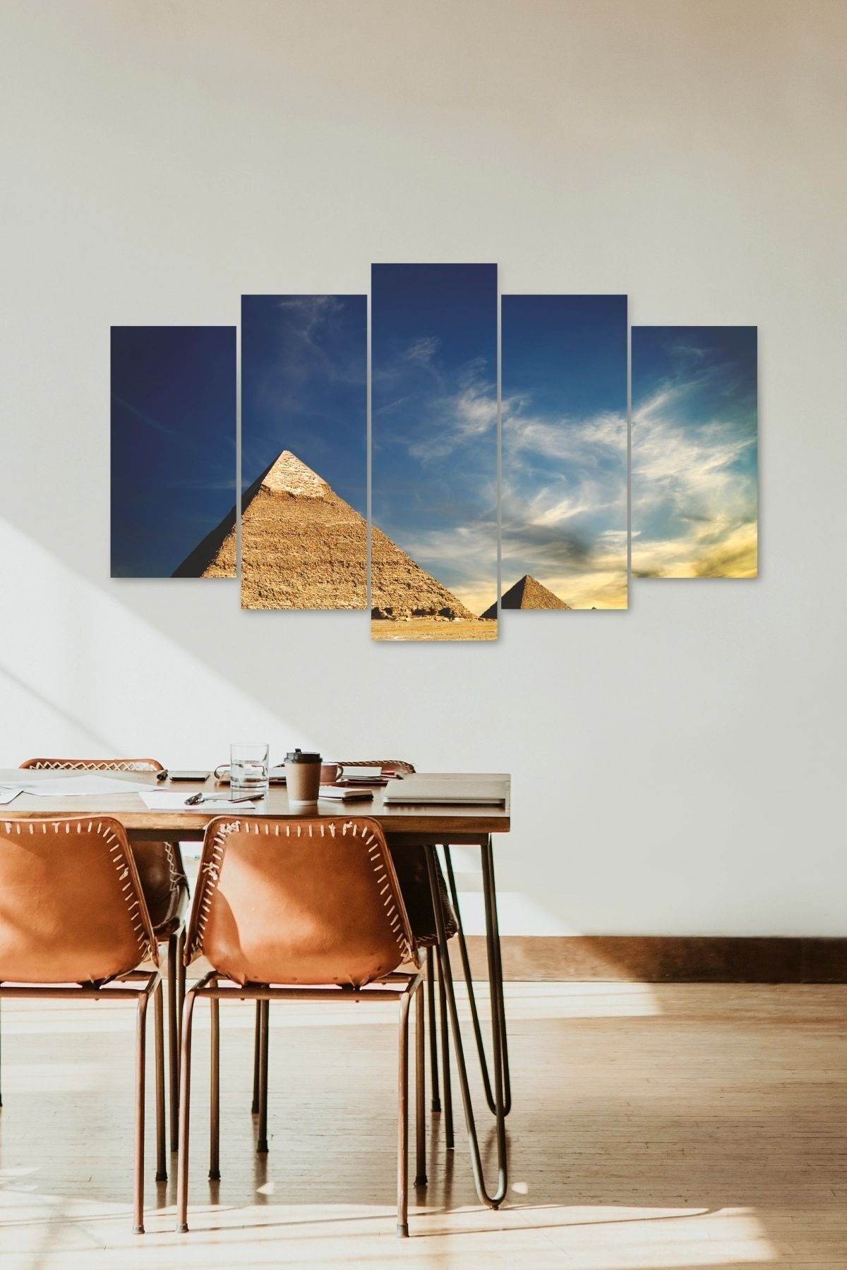 Piramitler Manzarası 5 Parçalı Mdf Tablo 60 x 100