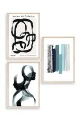 Modern Üçlü Ahşap Çerçeveli Tablo 40 x 60