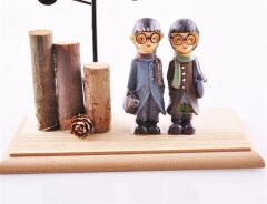 BUFFER® Pilli Işıklı Romantik Çift Tema Büyük Boy Dekoratif Ahşap Biblo