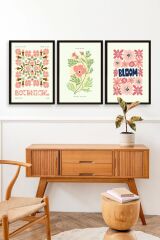 Botanik Üçlü Ahşap Çerçeveli Tablo 50 x 70