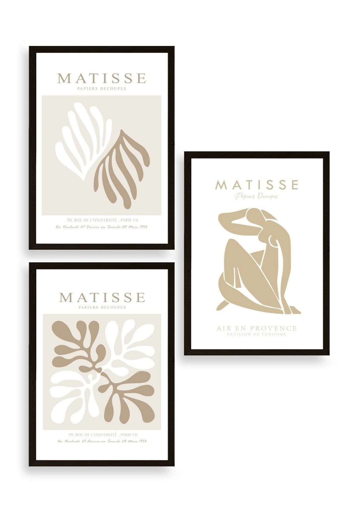 Matisse Üçlü Ahşap Çerçeveli Tablo 40 x 60