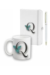 Yaprak Desen Ajanda Kupa Ve Kalem Seti