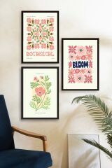 Botanik Üçlü Ahşap Çerçeveli Tablo 23 x 30
