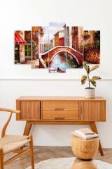 Şehir Manzarası 5 Parçalı Mdf Tablo 60 x 100